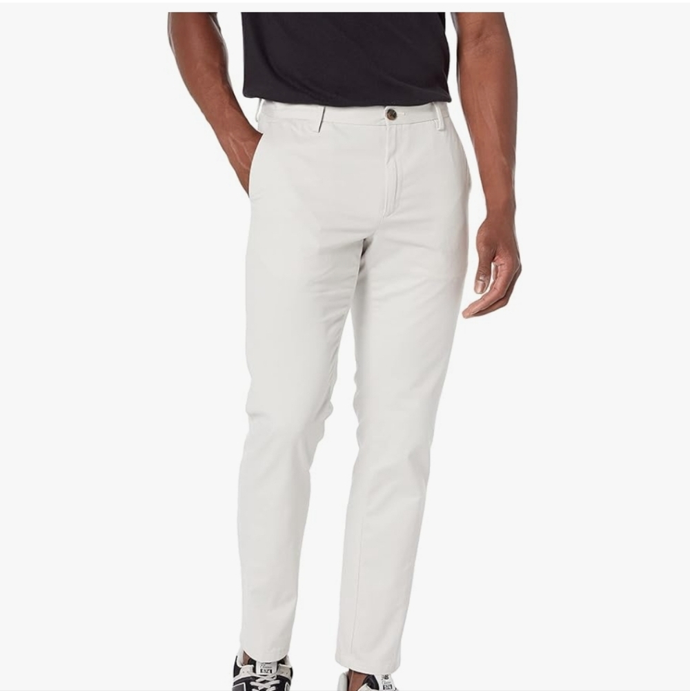 Amazon Essentials Men's Slim-Fit- Flat-Front Chino Pant/Silver- Size 32 X30 NWT